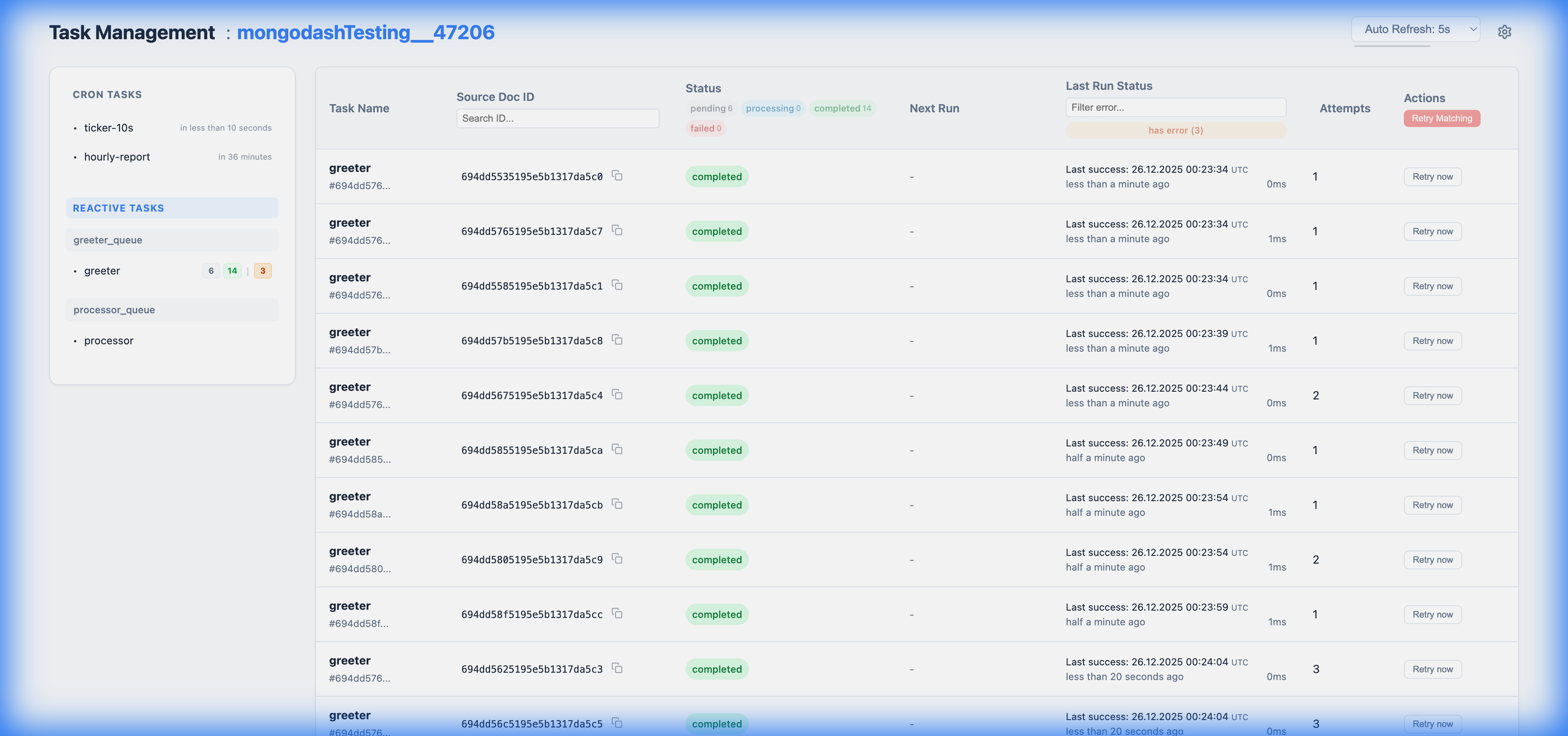 Dashboard Screenshot
